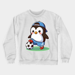 cute penguin as a soccer player Crewneck Sweatshirt